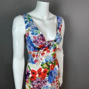 Luisa Made in‎ Italy Tank Dress XS Linen Longline Bold Floral Linen Luxury